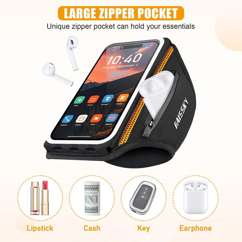 Kebrela Running Armband for iPhone 15/14/13 Pro/Plus & Galaxy S20/S10, 3D Design Cell Phone Armband with Earphone Pouch Card Slot & Key Pockets, Water Resistant Sports Phone Holder Up to 6.9" Devices - Image 2